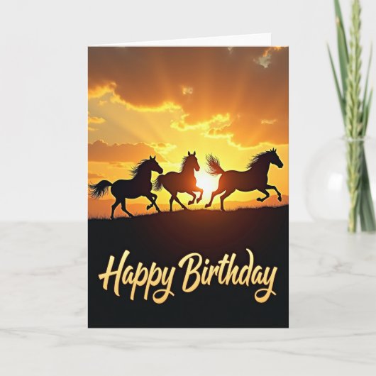 野生の馬の誕生日カード カード (正面)