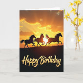 野生の馬の誕生日カード カード (黄色い花)