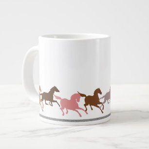 野生の馬の走ること ジャンボコーヒーマグカップ