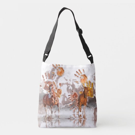 野生の馬の野生の手 クロスボディバッグ (裏面)
