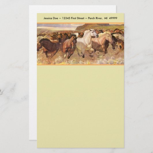 野生の馬の馬のムスタングの文房具のノート紙 便箋 (正面/裏面)