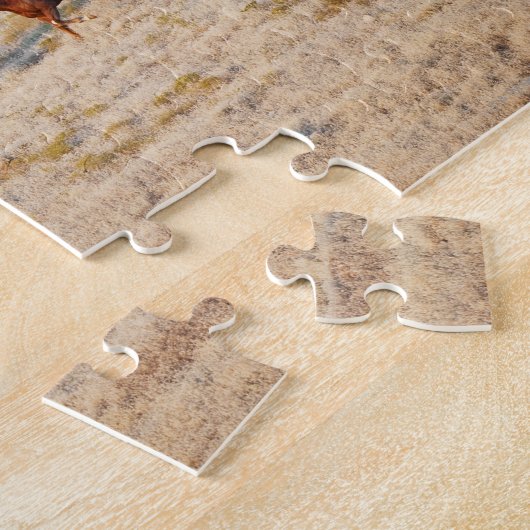 野生の馬を飼っているカウボーイ ジグソーパズル (側面)