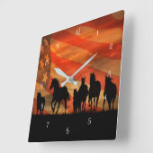 野生の馬アメリカの口ひげ スクエア壁時計 (傾斜)