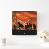 野生の馬アメリカの口ひげ スクエア壁時計 (ホーム)