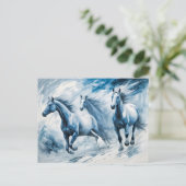 野生の馬走の波 ポストカード (スタンド正面)