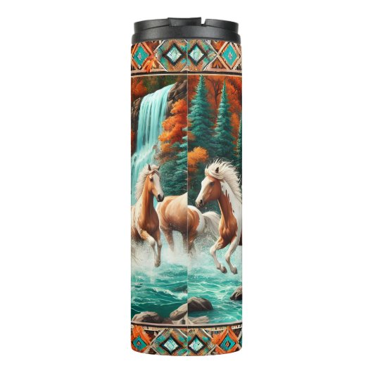 野生の馬走の滝を介して タンブラー (裏面)