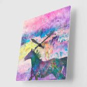 野生の馬霊我ら国 スクエア壁時計 (傾斜)