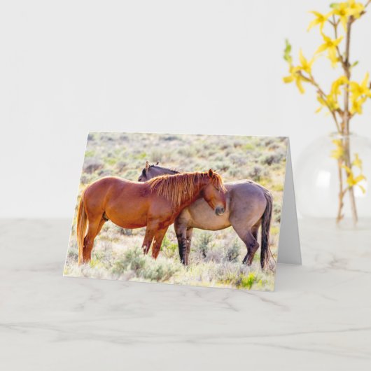 野生の馬 カード (黄色い花)
