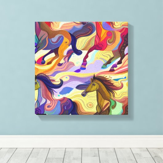 野生の馬 キャンバスプリント (インサイチュ (ウッドフロア))