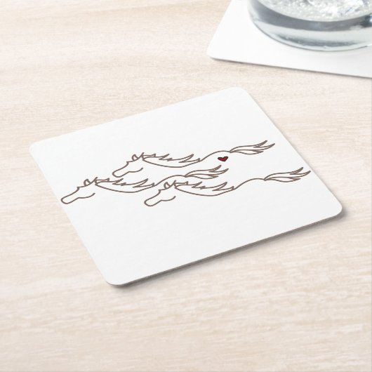 野生の馬 スクエアペーパーコースター (アングル)