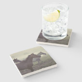 野生の馬 ストーンコースター (横)