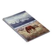 野生の馬：ネバダの冬の風景。 ノートブック (右側)