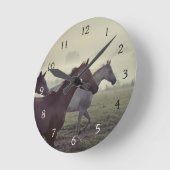 野生の馬 ラウンド壁時計 (傾斜)