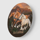 野生の馬 ラージ壁時計 (傾斜)