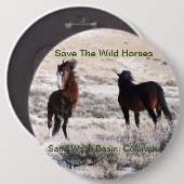 野生の馬、砂の洗面器、コロラド州を救って下さい 缶バッジ (正面&裏面)