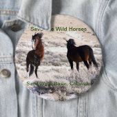 野生の馬、砂の洗面器、コロラド州を救って下さい 缶バッジ (インサイチュ)