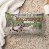 野生の馬- Assateagueの島 ランバークッション (ブランケット)