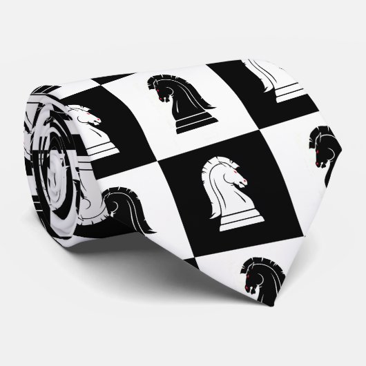 野生の騎士チェス盤の黒い及び夜会服 ネクタイ (ロール)