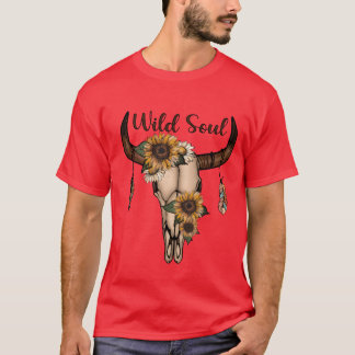 野生の魂の動物のドクロ Tシャツ