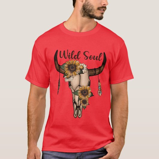 野生の魂の動物のドクロ Tシャツ (正面)
