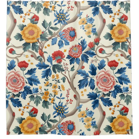 野生の魅力的フローラ装飾的な目を引く シャワーカーテン (正面)