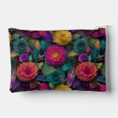 野生の鮮やかフローラ開花と羽のトート アクセサリーポーチ (裏面)