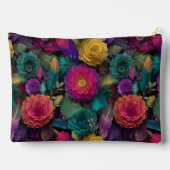 野生の鮮やかフローラ開花と羽のトート アクセサリーポーチ (裏面)