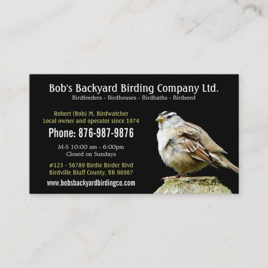 野生の鳥との裏庭の鳥の供給ビジネス 名刺 (正面)