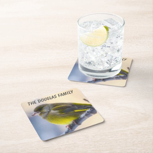 野生の鳥を閉じる スクエアペーパーコースター (インサイチュ)