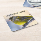 野生の鳥を閉じる スクエアペーパーコースター (アングル)