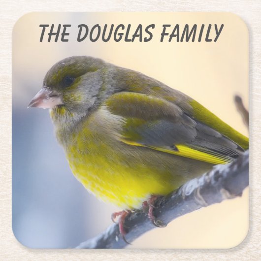 野生の鳥を閉じる スクエアペーパーコースター (正面)