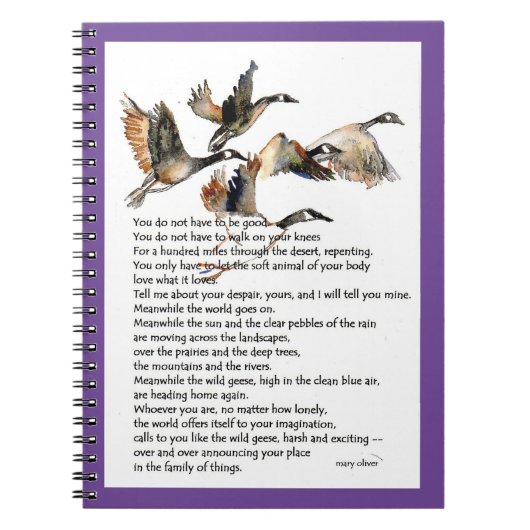 野生の鵞鳥の水彩+メアリー·オリバー·ポエム ノートブック (正面)