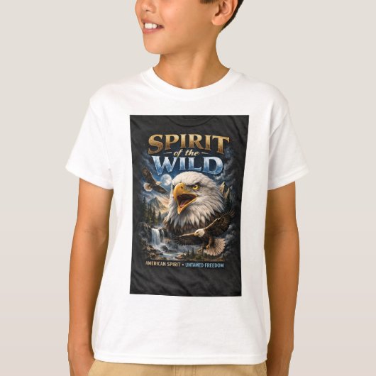 野生の鷲の精神Tシャツ - 手付かずの自由 Tシャツ (正面)