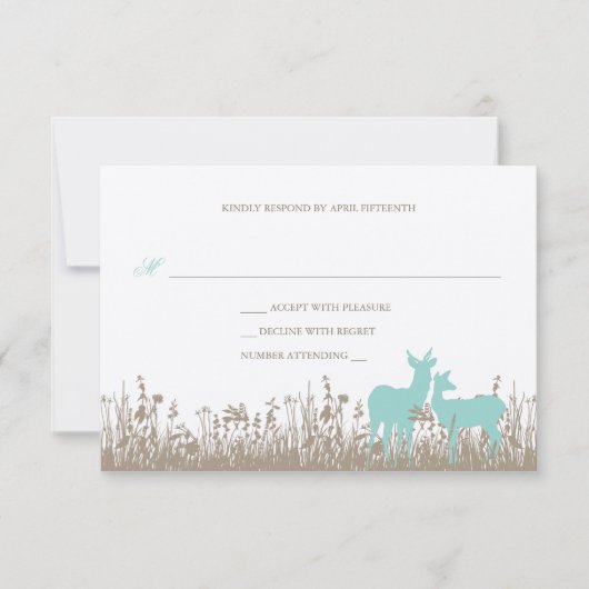 野生の鹿がテーマの結婚式への招待状 出欠カード (正面)
