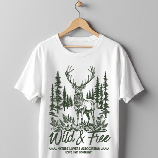 野生の鹿の森 自然 Tシャツ
