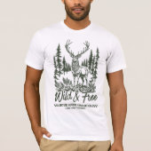 野生の鹿の森 自然 Tシャツ (正面)