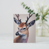 野生の鹿ポートレート水絵画色の鹿 シーズンカード (スタンド正面)