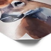 野生の鹿ポートレート水絵画色の鹿 フォトプリント            (角)