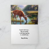 野生の鹿 誕生日おめでとう 男性用グリーティングカード カード (内部)