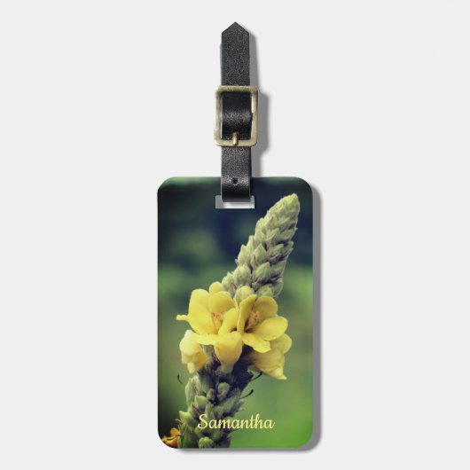野生の黄色いムレインのパーソナライズされた花 ラゲッジタグ (正面縦)