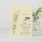 野生の黄色い花の赤ちゃんシャワー招待カード 招待状 (スタンド正面)