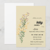 野生の黄色い花の赤ちゃんシャワー招待カード 招待状 (正面/裏面)