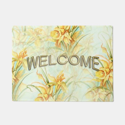 野生の黄色い花を歓迎 ドアマット (正面)