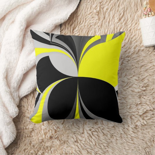 野生の黄色い黒の抽象芸術 クッション (ブランケット)