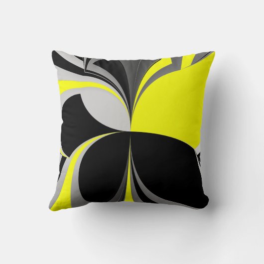 野生の黄色い黒の抽象芸術 クッション (裏面)