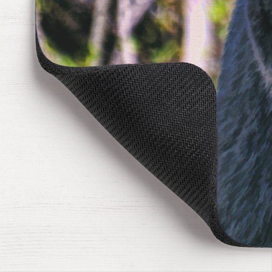 野生の黒いクマと木の野生動物の芸術 マウスパッド (コーナー)