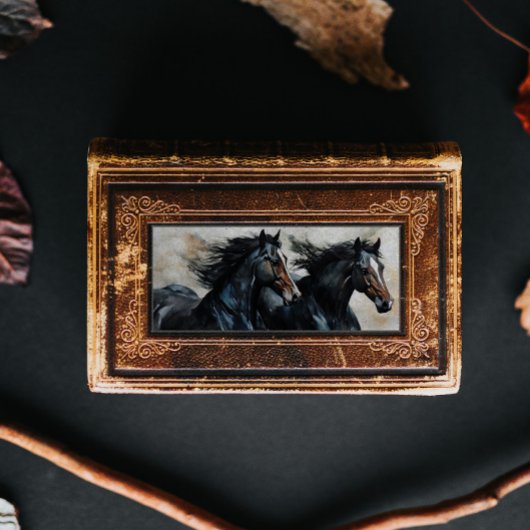 野生の黒い馬のデコページ 薄葉紙