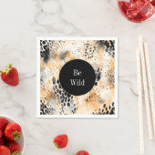 野生の黒クリームレパード動物 スタンダードカクテルナプキン (インサイチュ)