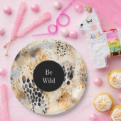 野生の黒クリームレパード動物 ペーパープレート (パーティー)