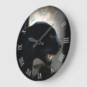 野生の黒ヒョウ動物の恋人 ラージ壁時計 (傾斜)